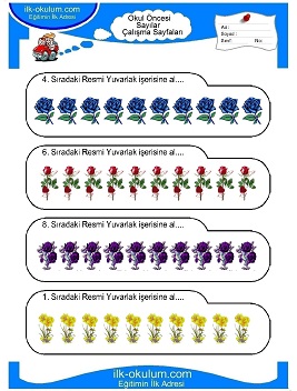 Çocuklar İçin Sayılar Çalışma Sayfaları 